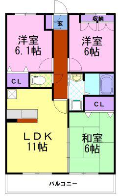 ハイツ・アムール(3LDK/4階)の間取り写真
