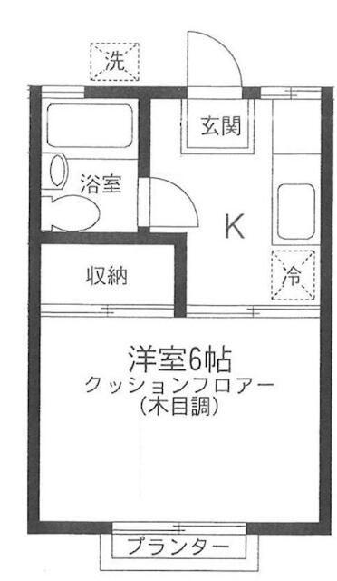 ユースハイツ福生(1K/2階)の間取り写真