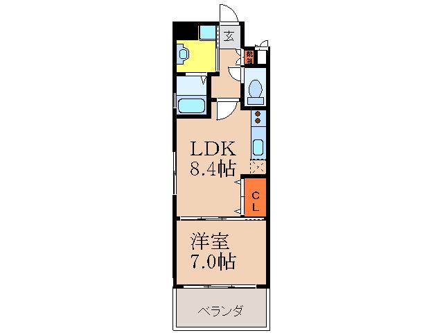 プラシアンS江坂(1LDK/3階)の間取り写真