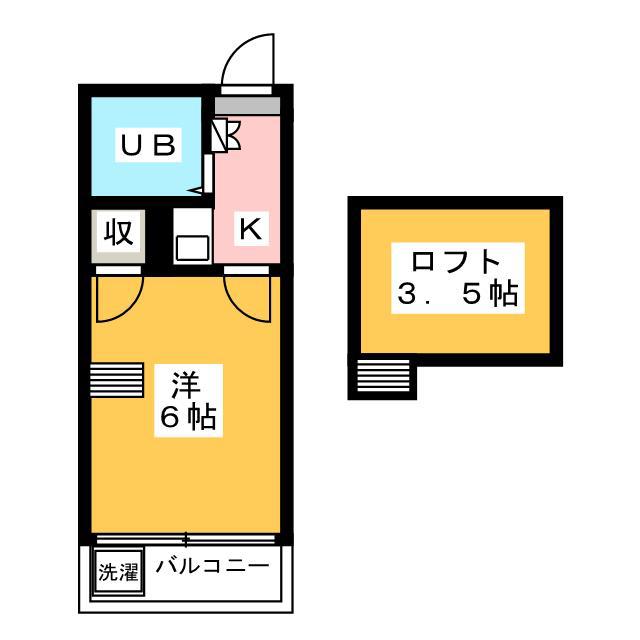 スノーパレス(1K/2階)の間取り写真