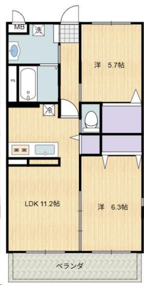 ピュアフレグランス(2LDK/2階)の間取り写真