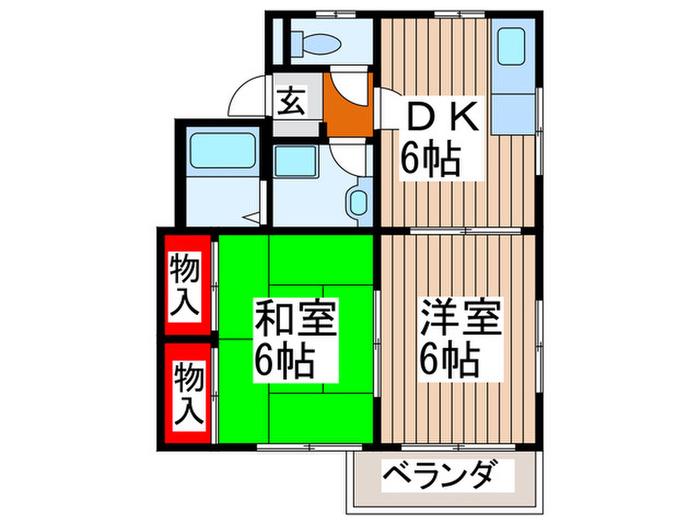 サンヒルズ(2DK/3階)の間取り写真