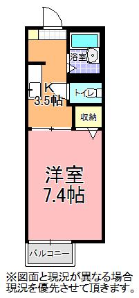 ルミエールOSK(1K/2階)の間取り写真