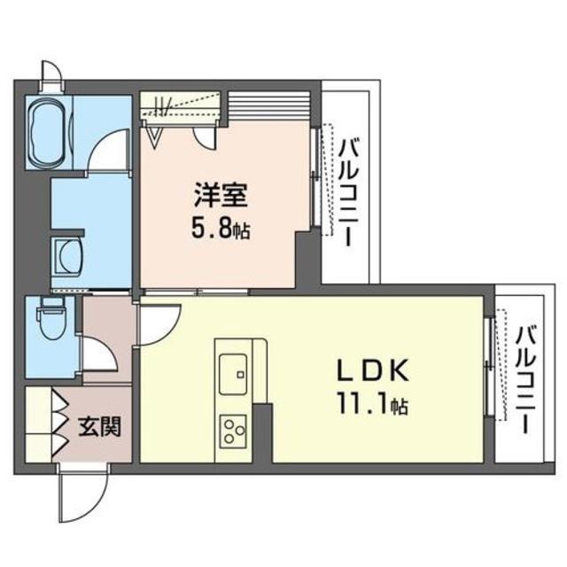 FLORAISON(1LDK/2階)の間取り写真
