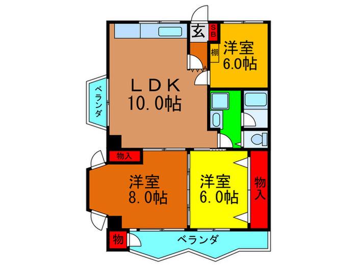 香里ニューハイツ N03(3LDK/7階)の間取り写真