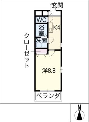 アヴニール・G(1DK/3階)の間取り写真