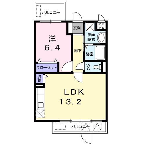 グレイス フローラ(1LDK/1階)の間取り写真