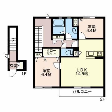 SH・アクシーズ(2LDK/2階)の間取り写真