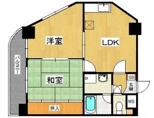 サンセーヌ城西(2LDK/8階)の間取り写真