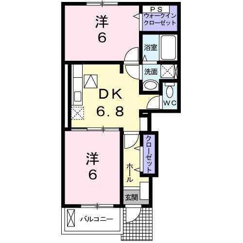 STARRY NOON I(2DK/1階)の間取り写真