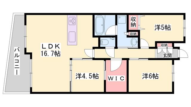 リベール明石THEFRONT(3LDK/2階)の間取り写真