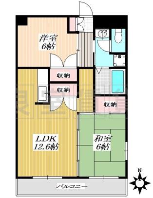 エクセル石仏(2LDK/3階)の間取り写真