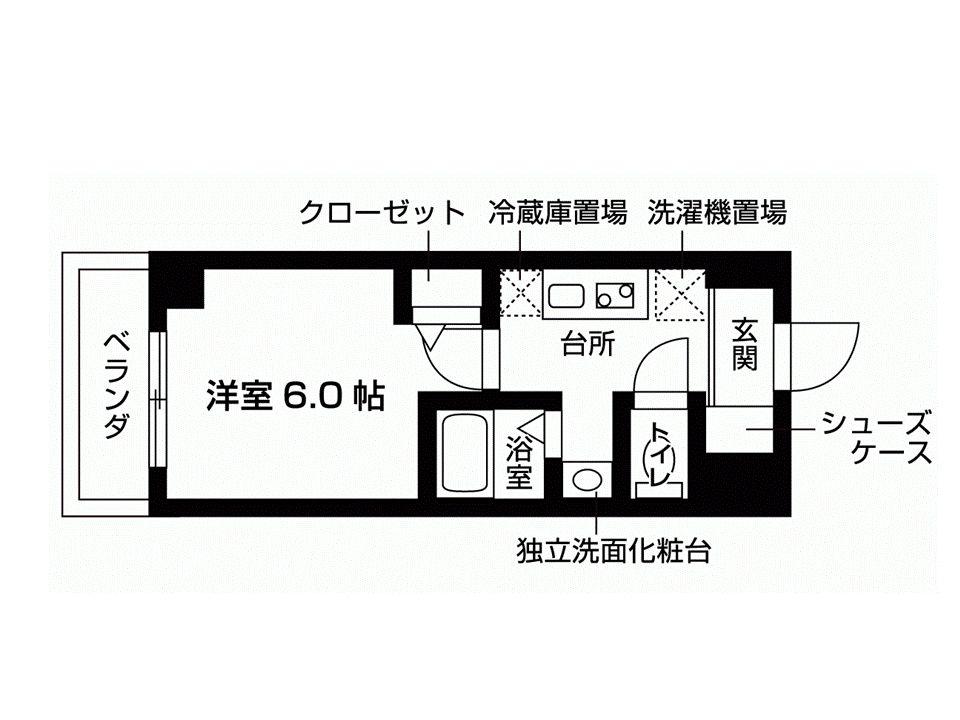フィシオ京王八王子(1K/5階)の間取り写真