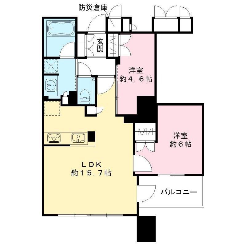 BRANZ TOWER 大阪本町(2LDK/32階)の間取り写真