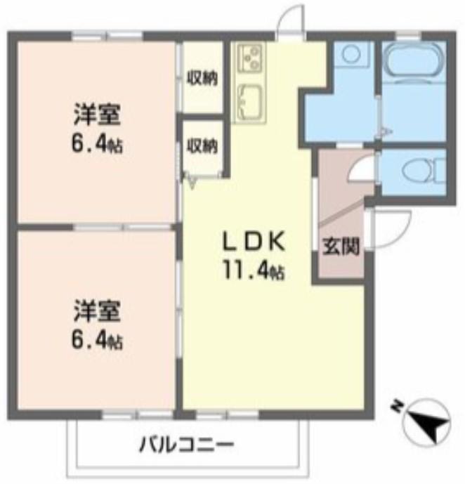 ガーデンハイツ・古谷(2LDK/2階)の間取り写真