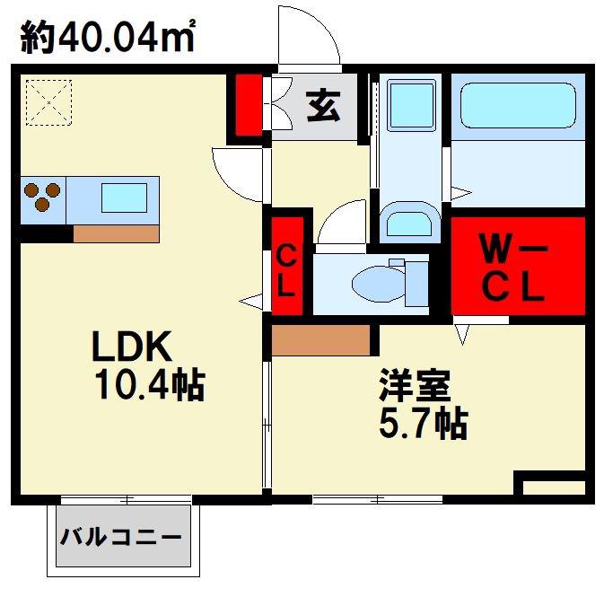 ELEGANT PALACE横代北(1LDK/2階)の間取り写真