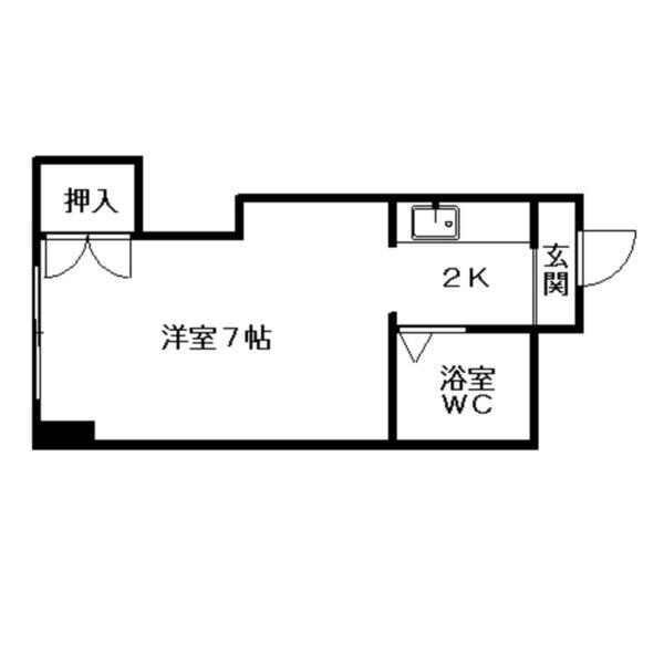 クィーン南5条(1K/6階)の間取り写真