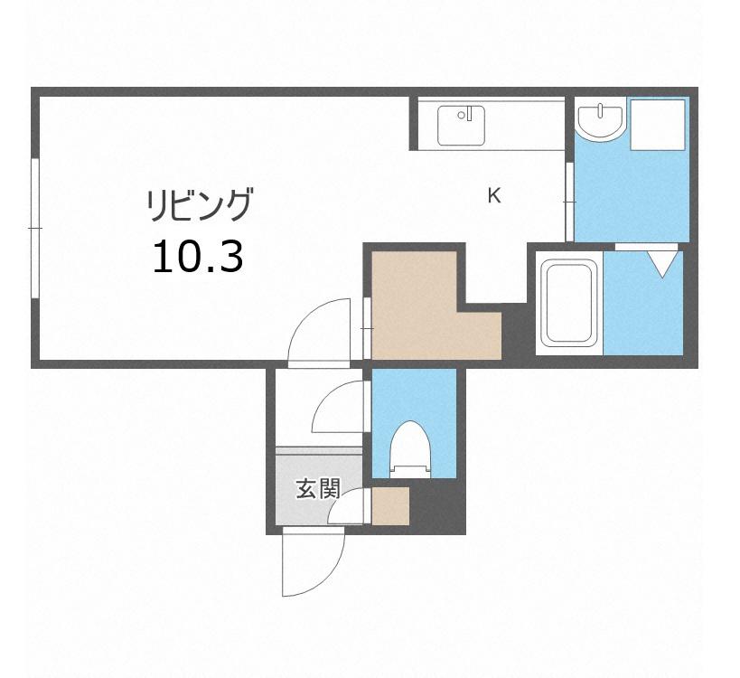 PODIO西町(1K/3階)の間取り写真
