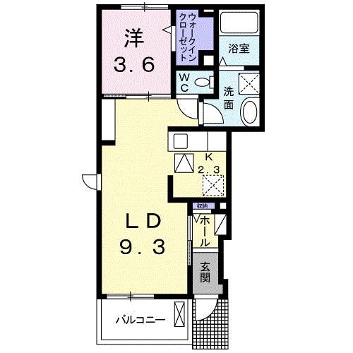 グラース(1LDK/1階)の間取り写真