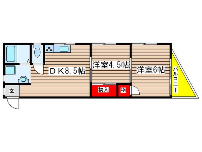 メイツ根岸台(2DK/2階)の間取り写真