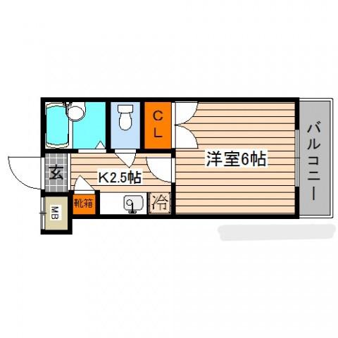 リバーパレス牛田新町(1K/4階)の間取り写真