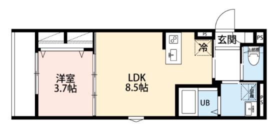 EN 前原(1LDK/2階)の間取り写真