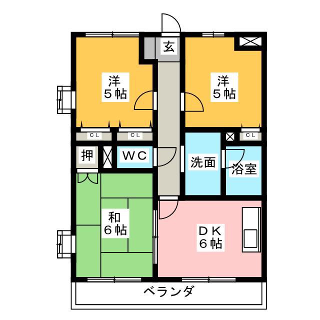 BELLE PUPILLE(3DK/2階)の間取り写真