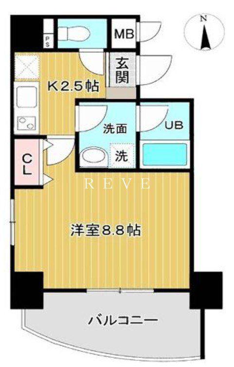 アクアコートK(1K/6階)の間取り写真
