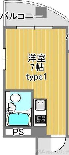 KAISEI上新庄(ワンルーム/3階)の間取り写真
