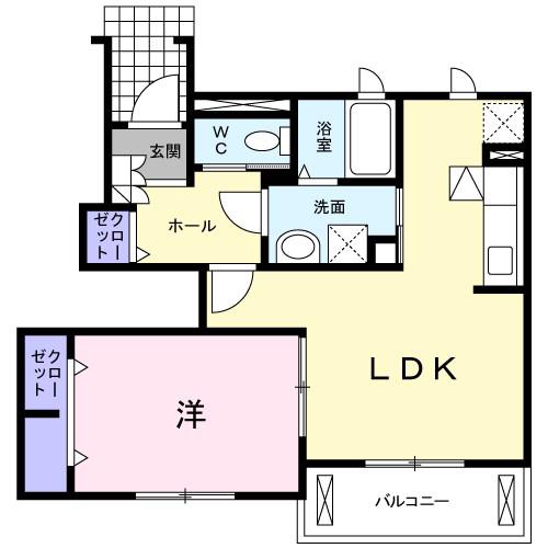 サンフィールドパレス(1LDK/1階)の間取り写真