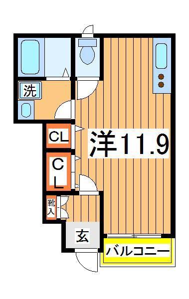 バード ツィート(ワンルーム/1階)の間取り写真