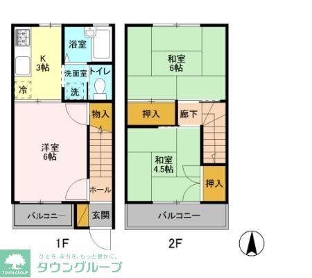 マルシンコーポB(3K/2階)の間取り写真