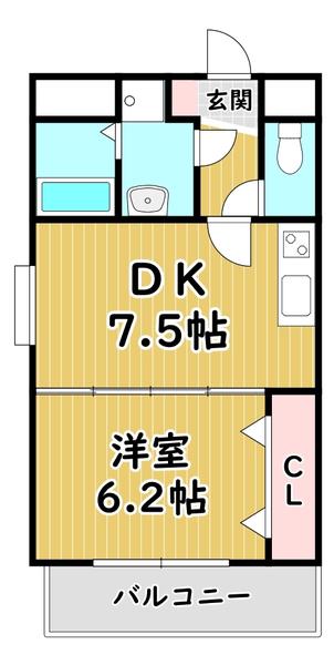 RIO加島(1DK/3階)の間取り写真