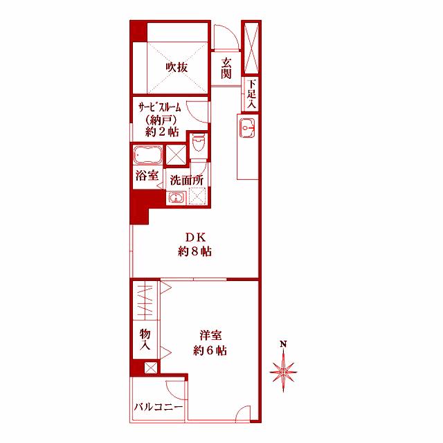 ベルメゾン幸(1SDK/7階)の間取り写真