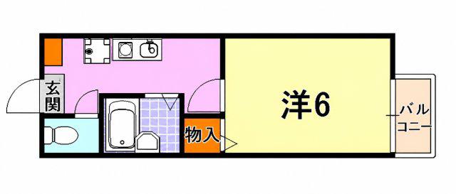ウインデイア中山手 A(1K/2階)の間取り写真