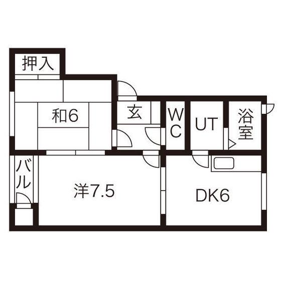 パンセス(2DK/1階)の間取り写真