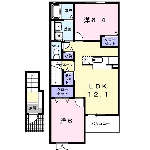 サンライズB(2LDK/2階)の間取り写真