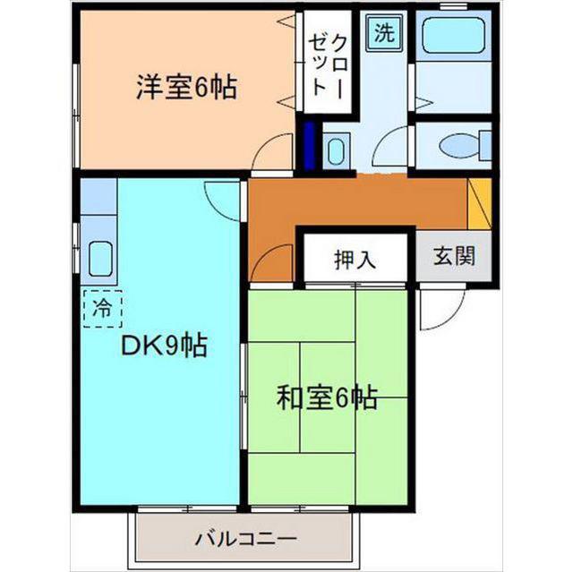 アスピラシオン(2DK/1階)の間取り写真
