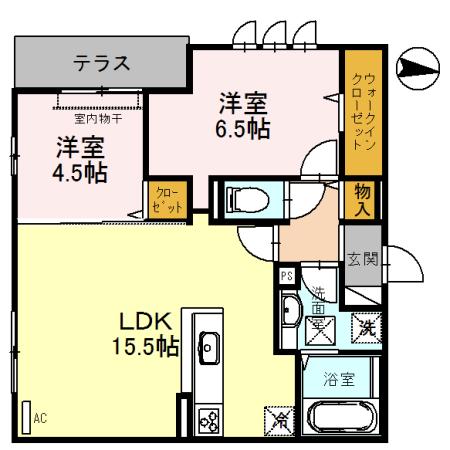 メゾンドール北野田(2LDK/1階)の間取り写真
