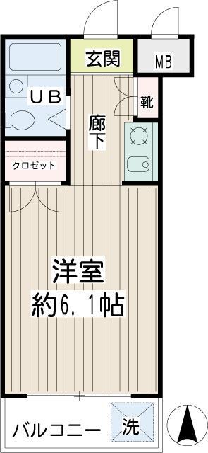 ベルライト能見台(ワンルーム/3階)の間取り写真
