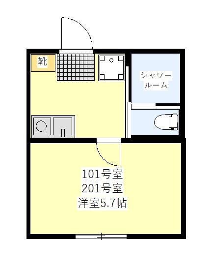 イルレガーメ浅草(1K/2階)の間取り写真