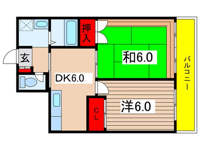 泉コープ西(2DK/5階)の間取り写真