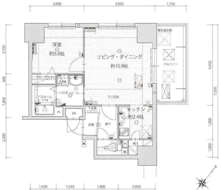 アクタス渡辺通パークシティ(1LDK/6階)の間取り写真