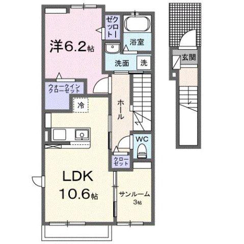 クインス(1LDK/2階)の間取り写真