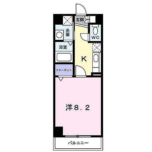 グランツェントA(1K/3階)の間取り写真