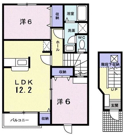 VIVACE雷神D棟(2LDK/2階)の間取り写真