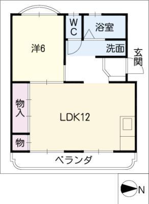 藤本ハイツ(1LDK/4階)の間取り写真
