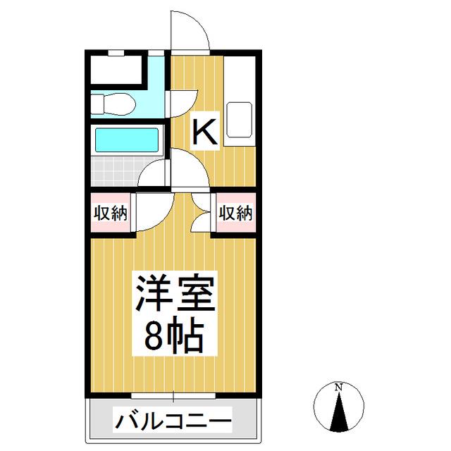 ウエストバレー(1K/2階)の間取り写真