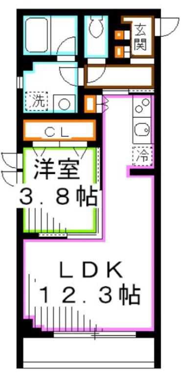 パークリラカリ(1LDK/2階)の間取り写真