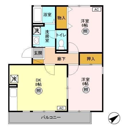 セピアコート(2LDK/3階)の間取り写真